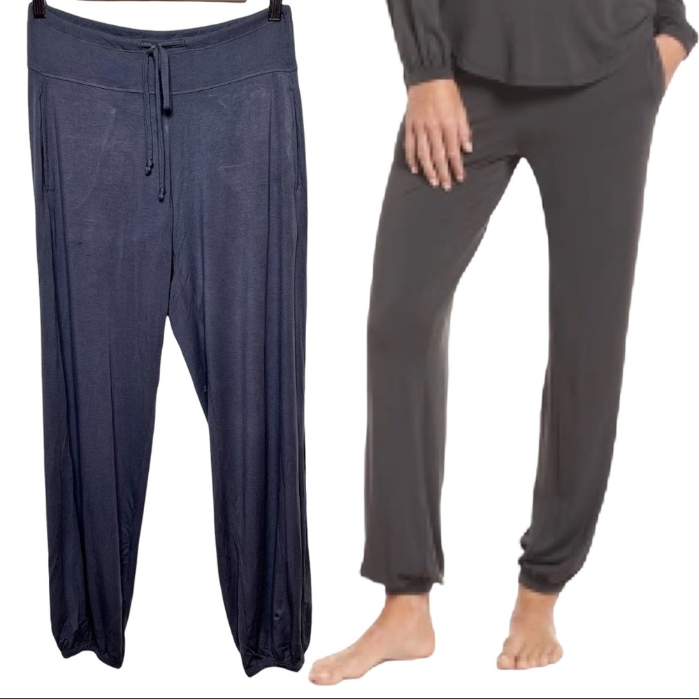 Barefoot Dreams Luxe Milk Jersey Namaste Lounge Pajama Set Size Small Carbon - Picture 3 of 13